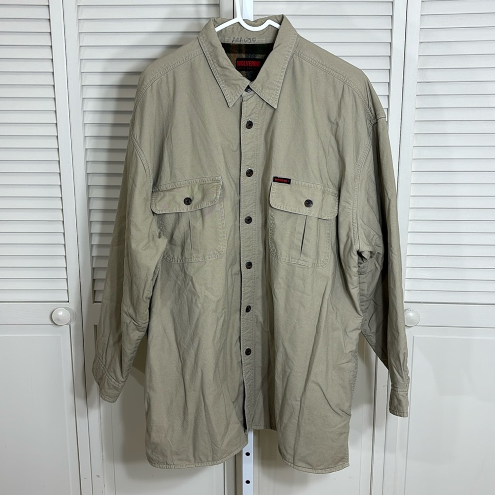 Wolverine Men's Beige Fleece Lined Shirt Shacket XL